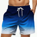 Men's Beach Shorts Gradient Color Block Drawstring Summer | SAMAG