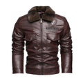 Winter Men's Warm PU Leather Jackets Fashion Men Retro Fur Collar Motorcycle Jacket Men Windbreaker PU Leather Coats Clothing