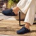 Comwarm Arch Support Unisex Clogs Slippers With Adjustable Metal Buckle Vegan Suede Mules Anti-slip Cork Footbed Potato Shoes