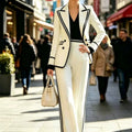 Elegant Women's Double Breasted Blazer Casual 2 Piece Set Autumn Lapel Long Sleeve Blazer Coats With Long Pants Office Suits