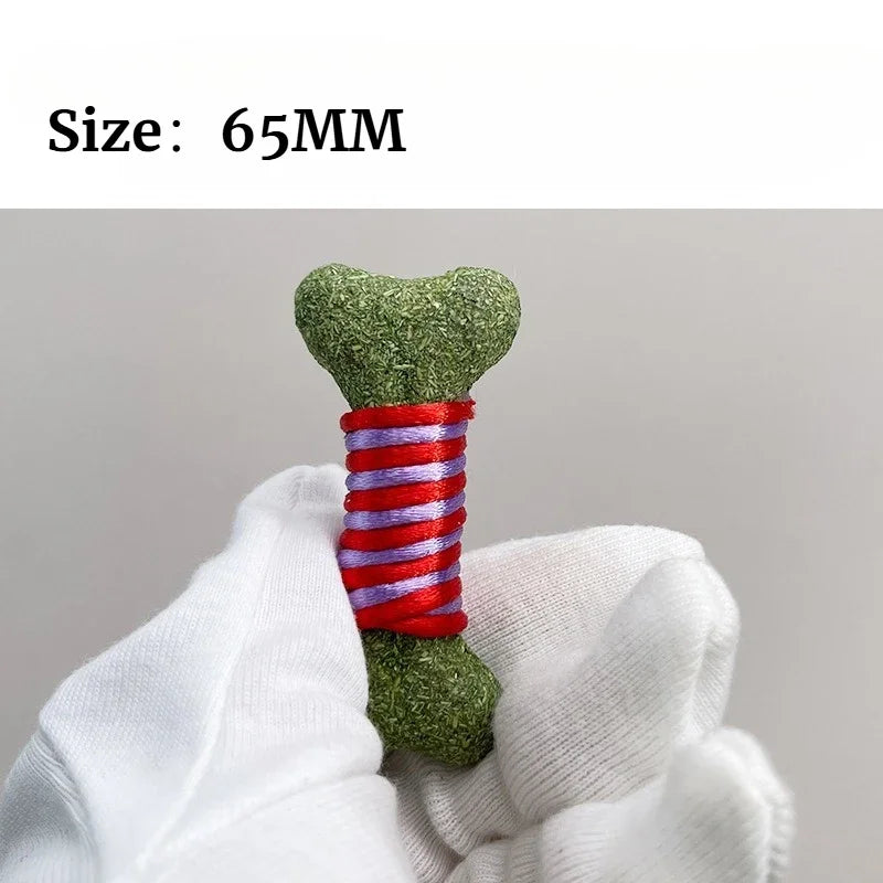 Rope Wound Bone Cat Grass Toys Cat Catnip Ball Toys,Cat Self-Entertainment Toys, Cat Snack,Kitty Teeth Cleaning Lick Dental Toys