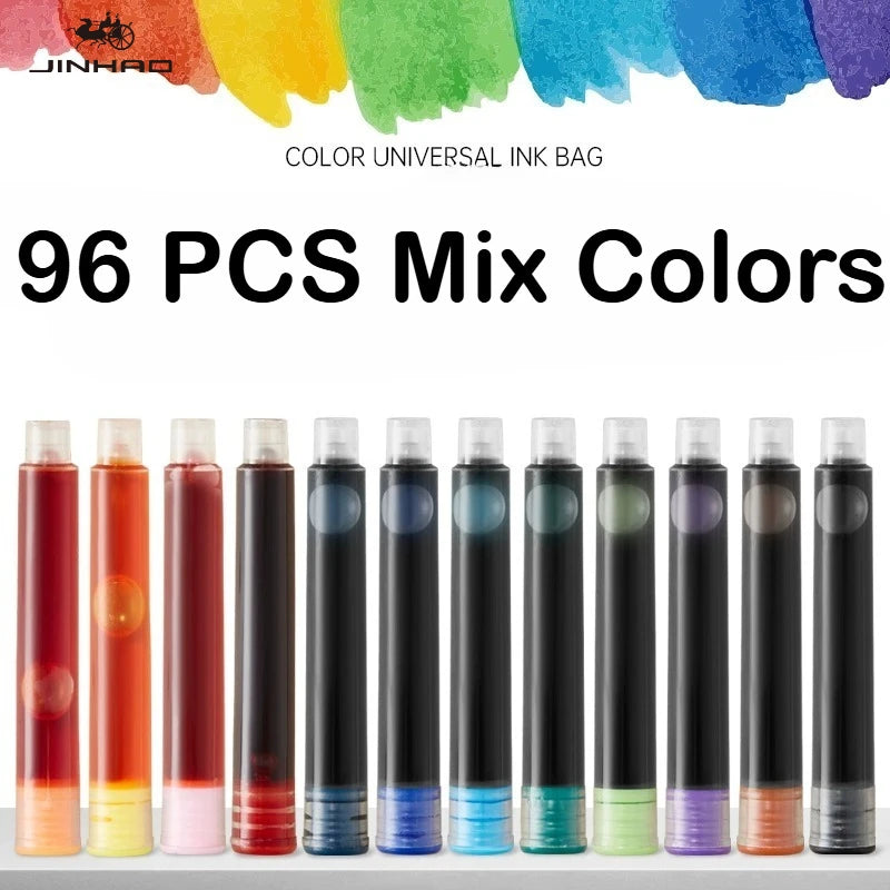 500/12 PCS JINHAO 12 Colors 3.4mm Non carbon Fountain Pen Ink Universal Sac Cartridges Refills School Office Supplies Stationery