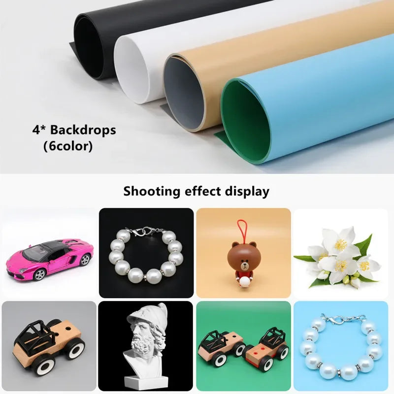 SANOTO 30cm Photography Table Top Light Box Portable Softbox Photo Studio Shooting Tent Kit With 72 LED Lights and 6 Backdrops