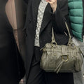 Vintage Rivet Large Capacity Commuter Tote Bag Underarm Shoulder Handbag Luxurious Studded Buckle Design Street Style Hobo Purse