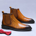 Genuine Leather Embossed Ankle Boots for Men Letter Business Formal Leather Boots Men's Chelsea Boots British Trendy Men's Boots