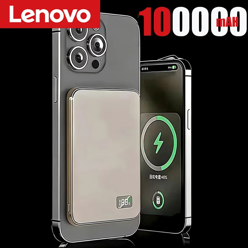 Lenovo 500000mAh Thin Magnetic Wireless Power Bank PD22.5W Fast Charging Portable External Battery for Magsafe For iPhone Huawei
