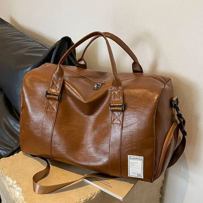 Fashion Leather Duffle Bag With Shoes Packet For Men | SAMAG