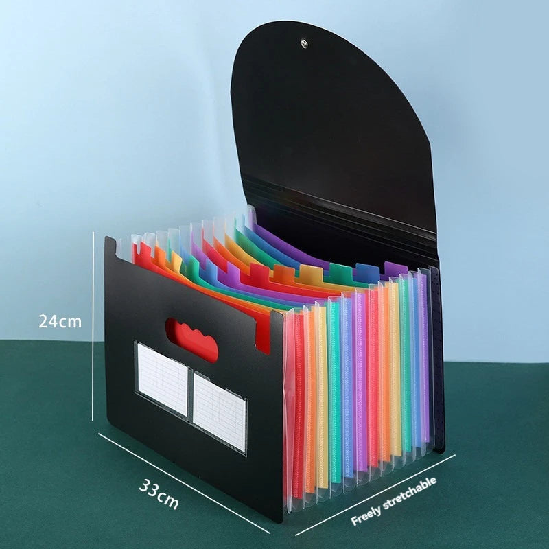 13/25/37 Grid Plastic Three Sided Sealed Hanging Rope Flip Organ Bag A4 Multi-Layer Folder Office File Storage PP File Bag