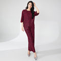 Miyake Fashion Women's Suit 2026 Summer High-end Striped Print Round Neck Loose T-shirt Straight Pants Two-piece Set