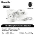 Naturehike Ceramic Non-Stick Set Of Pots Camping Cookware Kit Outdoor Frying Pan Kettle Picnic Tableware Kitchen Utensils