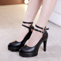high quality leather shoe for women 11cm high heel platform point toe 32 33 42 43 elegant and fashion shoe black red white