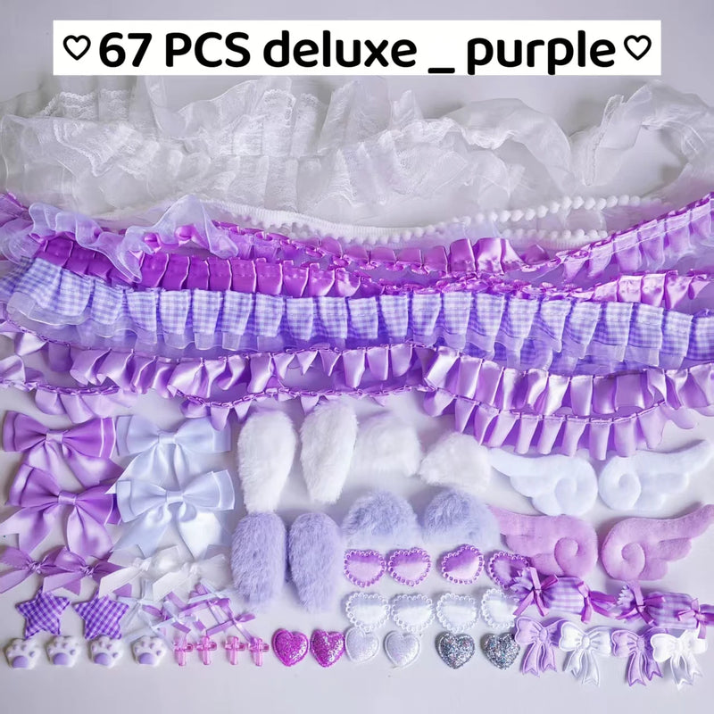 67 pieces of colorful accessory set, pink lace material set, fan manual DIY accessories, painful package, beautiful