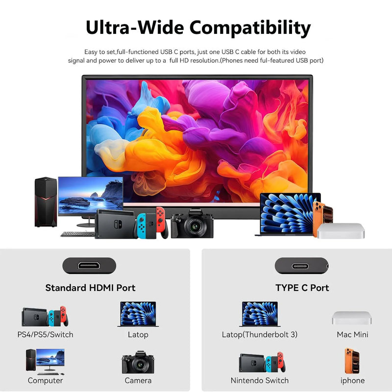 14.2 Inch 2.5K Portable Touch Monitor, 100% SRGB QHD IPS, USB-C Mini HDMI External Second Screen for Laptop PC Switch PS4 PS5