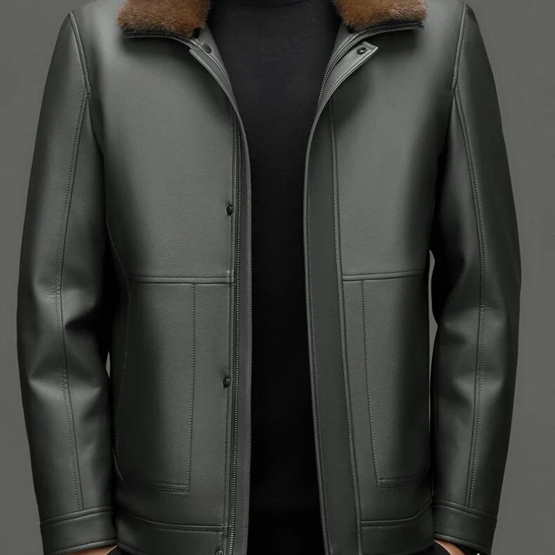Leather Fur Jacket Men Jacket Winter Leather Coat Men Vintage Classic Leather Jackets High Quality Men