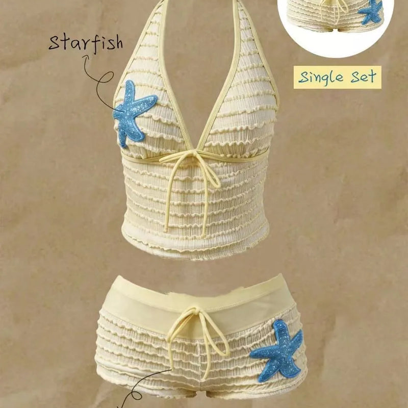 Women Swimwears Polka Dot 2-Piece Tankini Set Halter V | SAMAG
