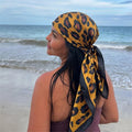 Luxury Brand 2026 Leopard Print Square Silk Scarf for Women Hijab Hair Bands 90cm Neckerchief Female Satin Shawl Ribbon Headband