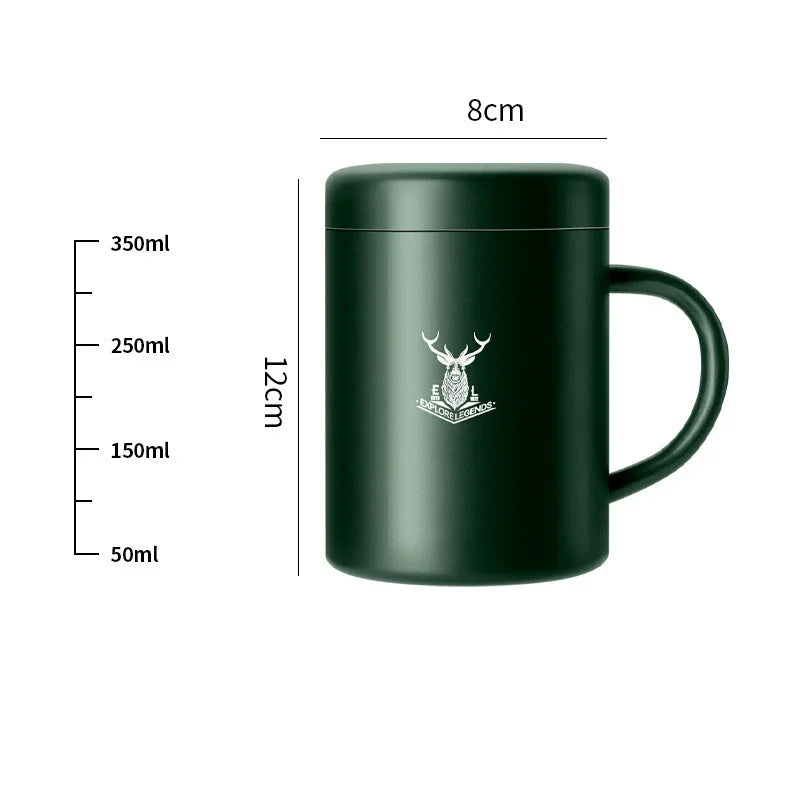 Thermal Mug with Lid 304 Stainless Steel Coffee Cup Home Office Double Wall Tumbler Anti-drop Keep Warm&cold Double Bottom Mug