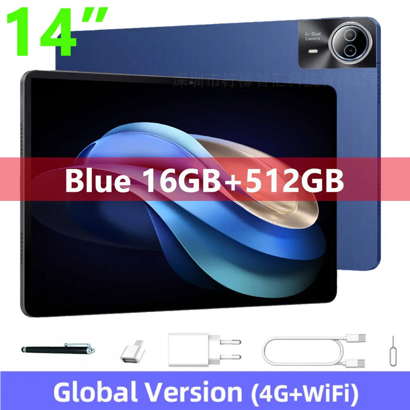 Mpad15 Large Screen 14 inch Tablet 16GB+512GB 1920*1200 IPS 4G Phone Call Android 15 Tablet 14' Octa Core 32+8MP Bluetooth WiFi