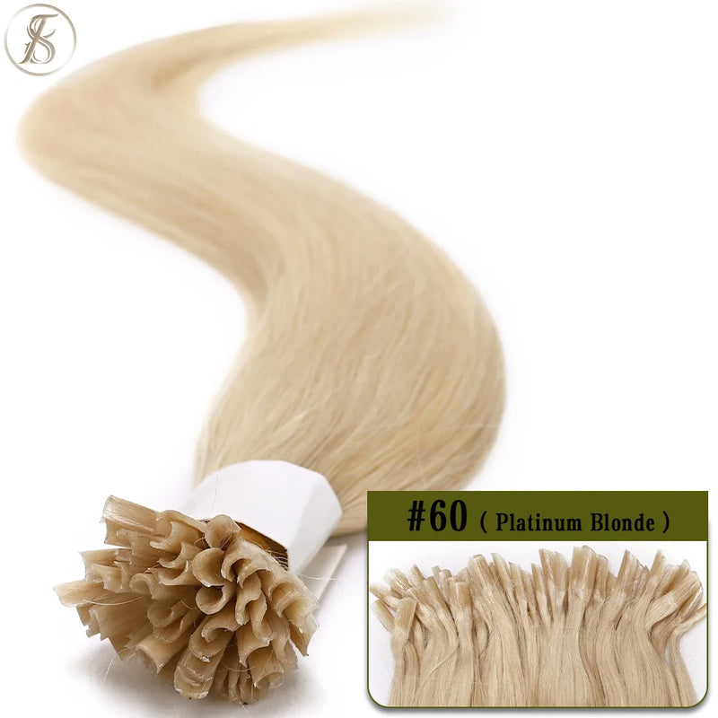 TESS U Tip Fusion Hair Extensions Microlink Keratin Hair Extensions 1g/pc Human Hair Capsules Pre Bonded Natural Hair Extensions