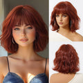 Short Silver Gray Curly Wavy Synthetic Wigs with Bangs for Women Grey Bob Cosplay Party Lolita Natural Hair Wig Heat Resistant