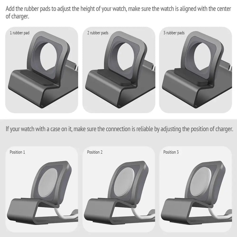 Aluminum Charger Stand for Apple Watch,Dock Station Charging Holder for iWatch Ultra 1 2/10/9/SE/8/7/6/5/4/3/2/1 Silicon Bracket