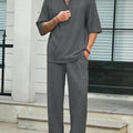 Commuter Suit Casual Shirt Solid Color Short Sleeve Pants | SAMAG
