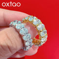 OXTAO 0.5CT Oval Moissanite Eternity Ring Engagement Anniversary Gifts for Women Stackable Wedding Rings Jewelry 14K Gold Filled