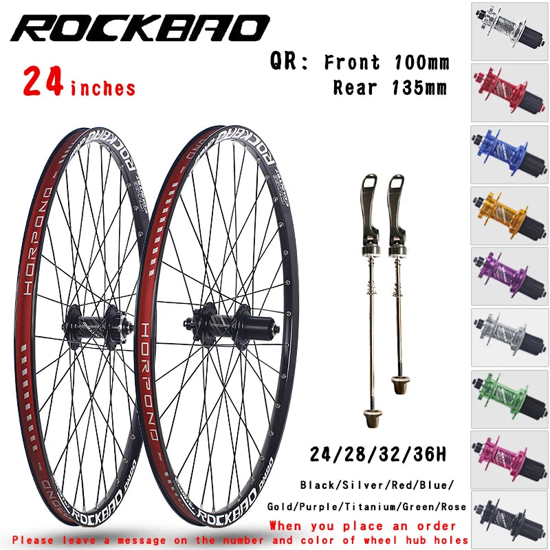ROCKBAO Mountain Bike Wheelset 24/26/27.5/29inches Disc Brake 4Bearings 7-12speed Quick Release 29er MTB Bicycle Wheel
