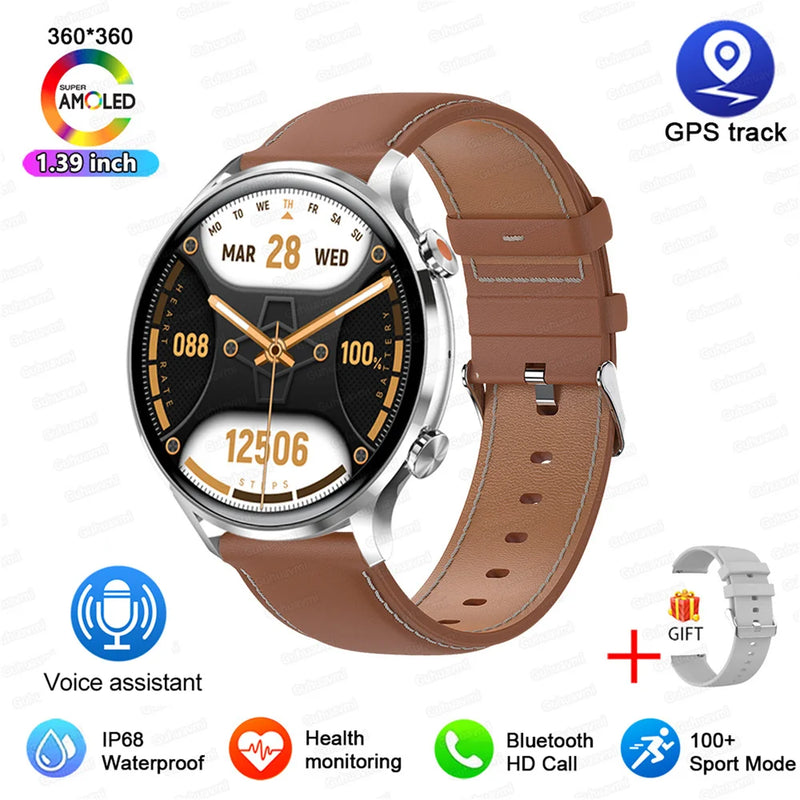 2026 New Smartwatch Women AMOLED HD Screen Always On Display Bluetooth Call IP68 Waterproof GPS Smart Men Watch For Android ios