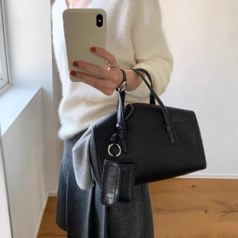Spring Summer New Minimalist Large Capacity Commuter Boston Bag Versatile Single Shoulder Crossbody Bag Handbag for Women