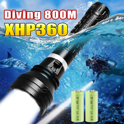 10000LM Powerful XHP360 Diving Flashlight IPX8 Underwater | SAMAG