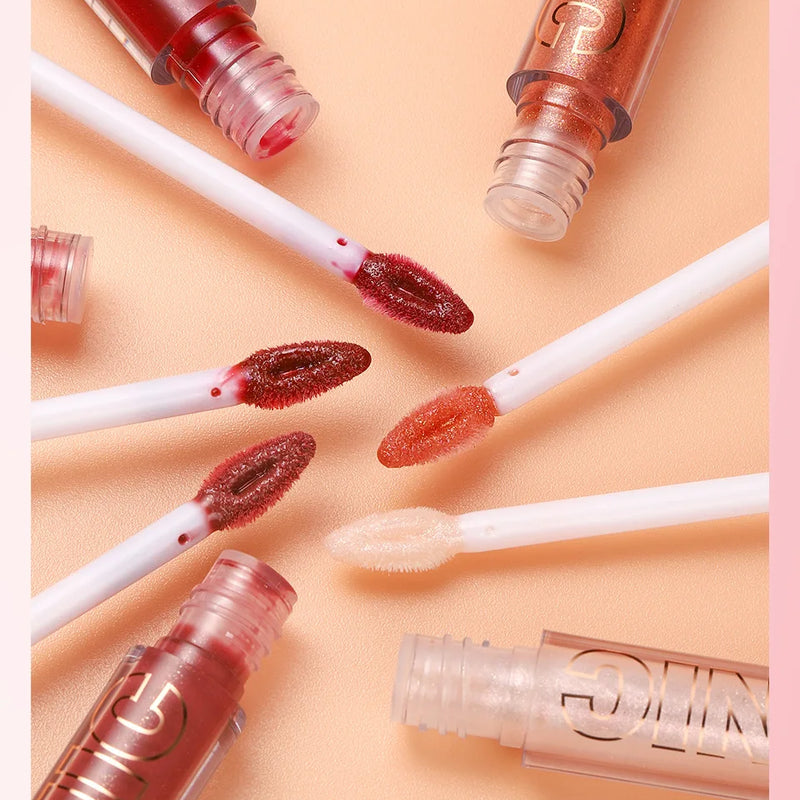 Pearlescent Glitter Plumping Lip Gloss Diamond Glitter Nude Pink Liquid Lipstick Shiny Glass Waterproof Sexy Lip Tint Lip Makeup