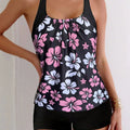 Printed Flower Tankini Set Girl Swimwear Adjustable Strap | SAMAG