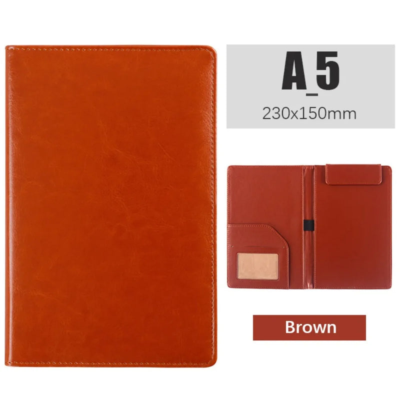 PU Leather A5 File Folder Card Slot With Elastic Pen Insert Business Meeting Contract Clamp Waterproof Order Dishes Note Holder