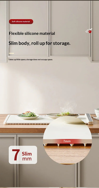 Foldable Electric Food Warming Tray, Portable Smart Heating Mat with 3 Temperature Modes, Fast Constant Temperature Food Warmer