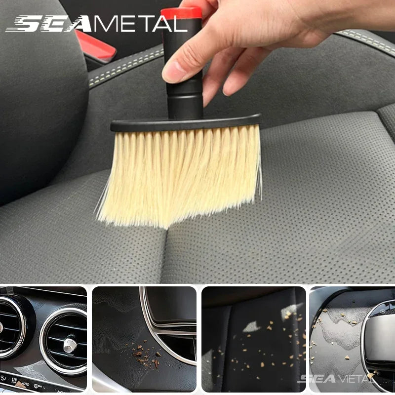 SEAMETAL Car Wash Brush Dust Remover Car Air Conditioner Outlet Dust Removal Brush Soft Bristles Brushes for Car Cleaning Tools