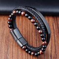 Charm Braid Rope Bracelet For Men Stainless Steel Magnetic Buckle Genuine Leather & Bangles Male Female - Visuel 12 | SAMAG