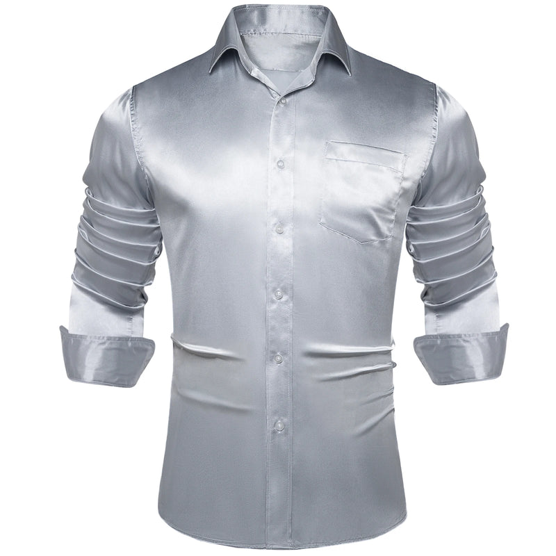 Solid Satin Shirts for Men Sage Green Black Yellow Red | SAMAG