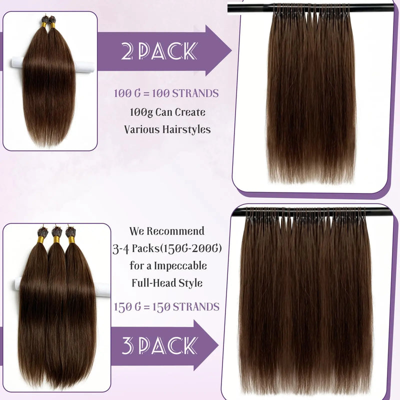 #4 Brown Straight Crochet Human Hair 26 Inch 100% Unprocessed Brazilian Virgin Hair Feather Crochet Human Hair 4 Pack 240G Chocolate Straight Human Crochet Hair Extensions