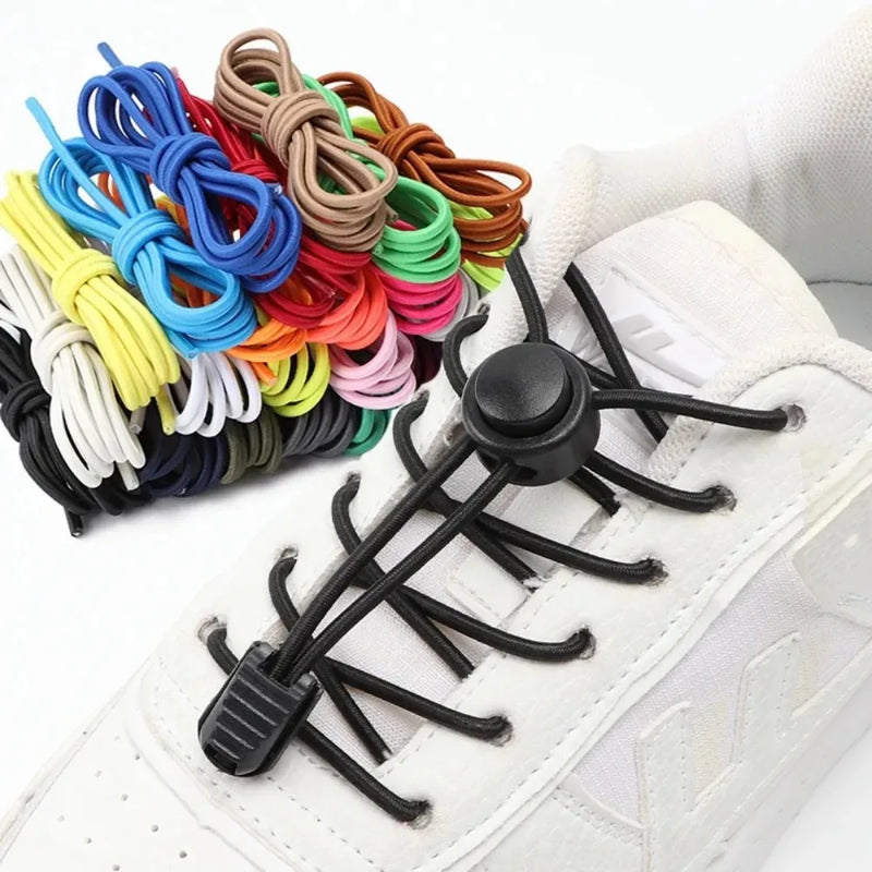 1Pair Men and Women No Tie Shoe Laces Spring Button Up Elastic Shoelaces Shoe Accessories Sneakers Classics Solid Color Shoelace