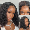 4C Human Hair Deep Wave Short Bob Wig 10-16 Inch Deep Water Wave Lace Front Bob Wigs 100% Human Hair 13x5x1 Middle Part Bob Wigs
