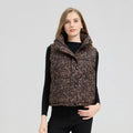 Leopard Women's Autumn Winter Sleeveless Parkas Jacket 2025 Woman Mandarin Collar Cotton Padded Vest Korean Style Waistcoat