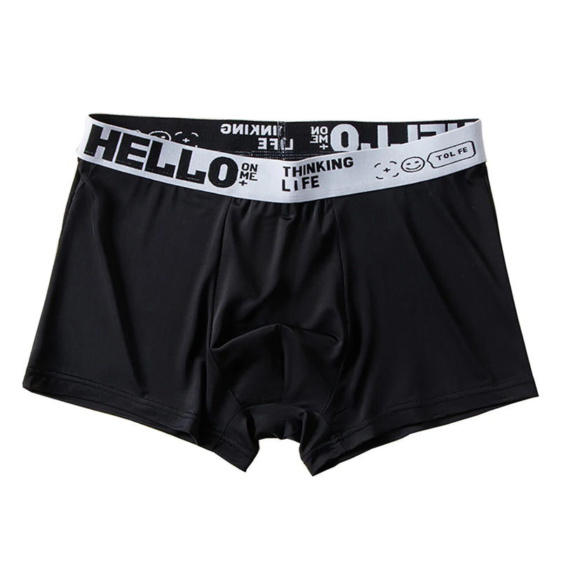 5/10pcs/set Ice Silk Men's Underwear Solid Color Men Boxer Shorts Summer Breathable Underpants U Convex Lingerie Sexy Panties