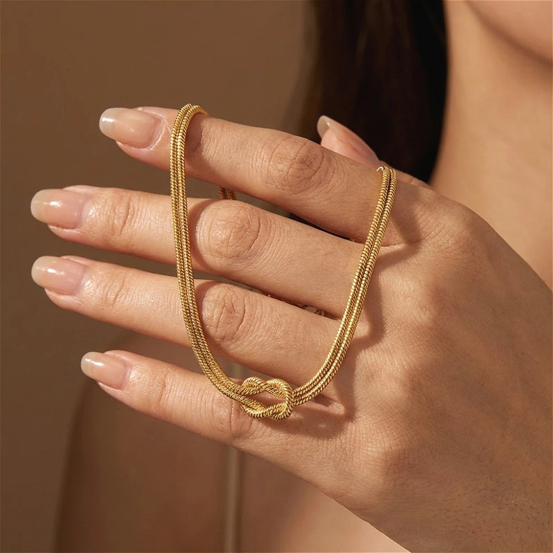 Infinity Love Knot Stainless Steel Bracelets Snake Chain Elegant Friendship Couples Bangles For Women Bridesmaid Jewelry Gifts