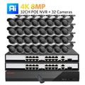 KANTURE 32CH CCTV 4K Ultra HD NVR Security Camera System POE 8MP Ai Human Detection Outdoor Waterproof Night Vision Camera Kit