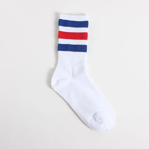 New Men/Women 3 Three Stripes Cotton Socks Retro Old School  Hiphop Skate Long Short  Meias  Harajuku White Black Winter Cool