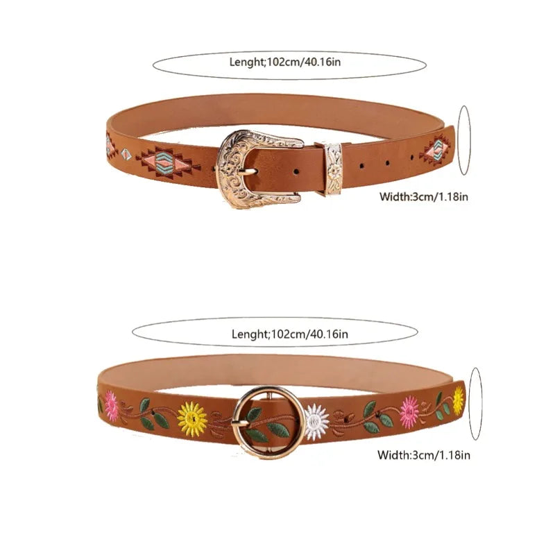 Stylish Niche and Trendy Embroidered Premium Belt Chinese - Style Retro Patterns with Unique Pin Buckle - Visuel 2 | SAMAG