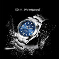 New BENYAR 41mm Men's Automatic Mechanical Watch Classic Blue Stainless Steel 50m Waterproof Luminous Male Business Wristwatch