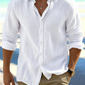 Men's Linen-Style Thin Summer Long-Sleeve Shirt | SAMAG