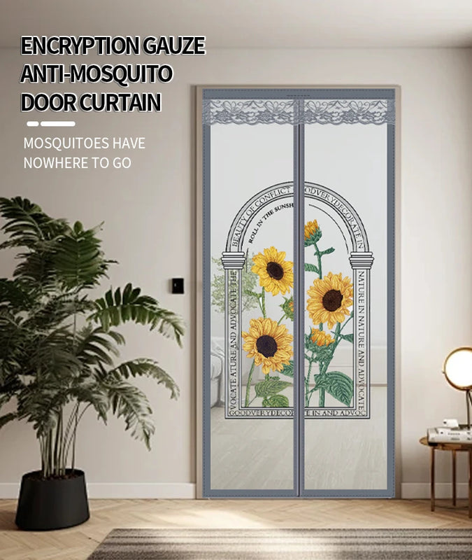 Sunflower mosquito proof door curtain, magnetic screen door, summer screen window, household mosquito net, high-end partition, s